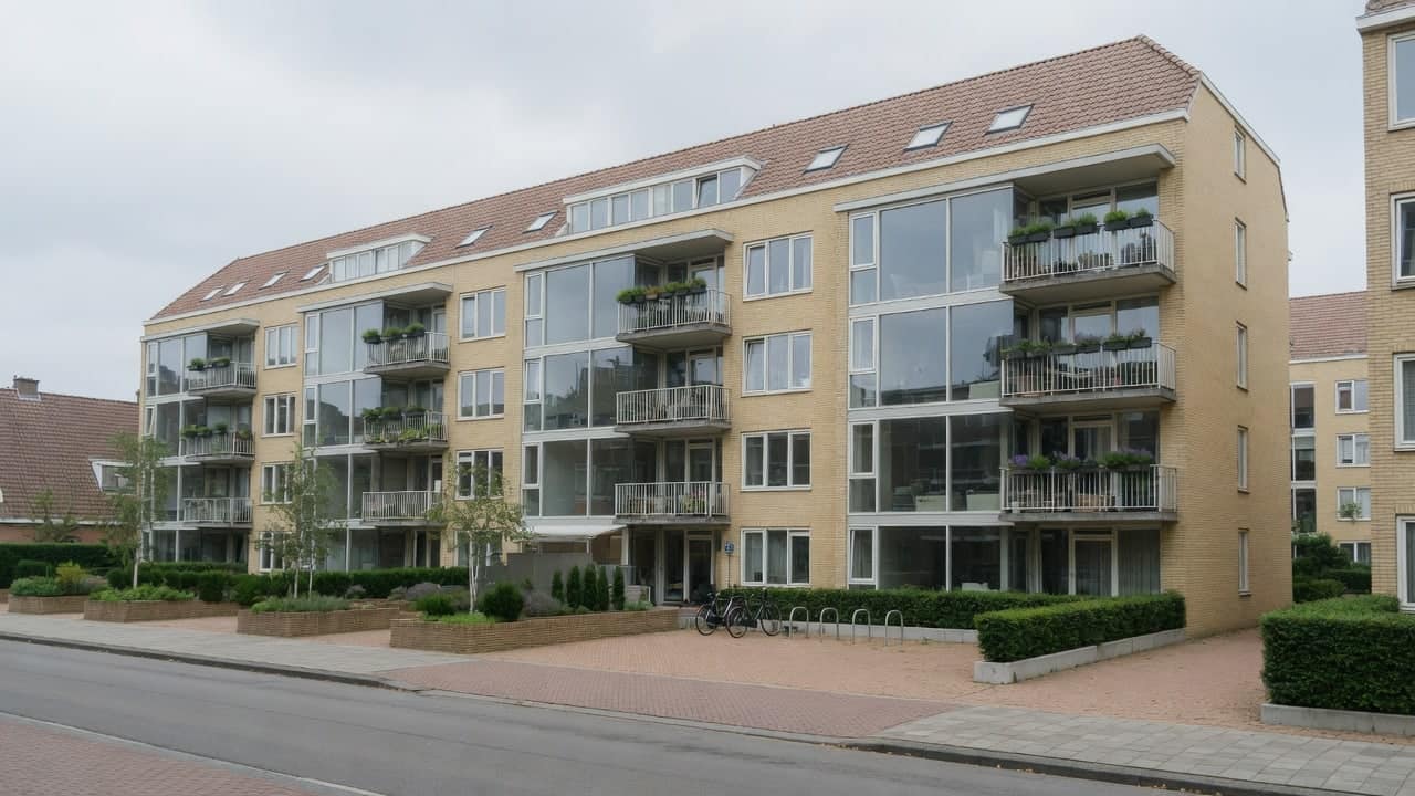 Moderne middelhoogbouw in lichte baksteen met inpandige balkons